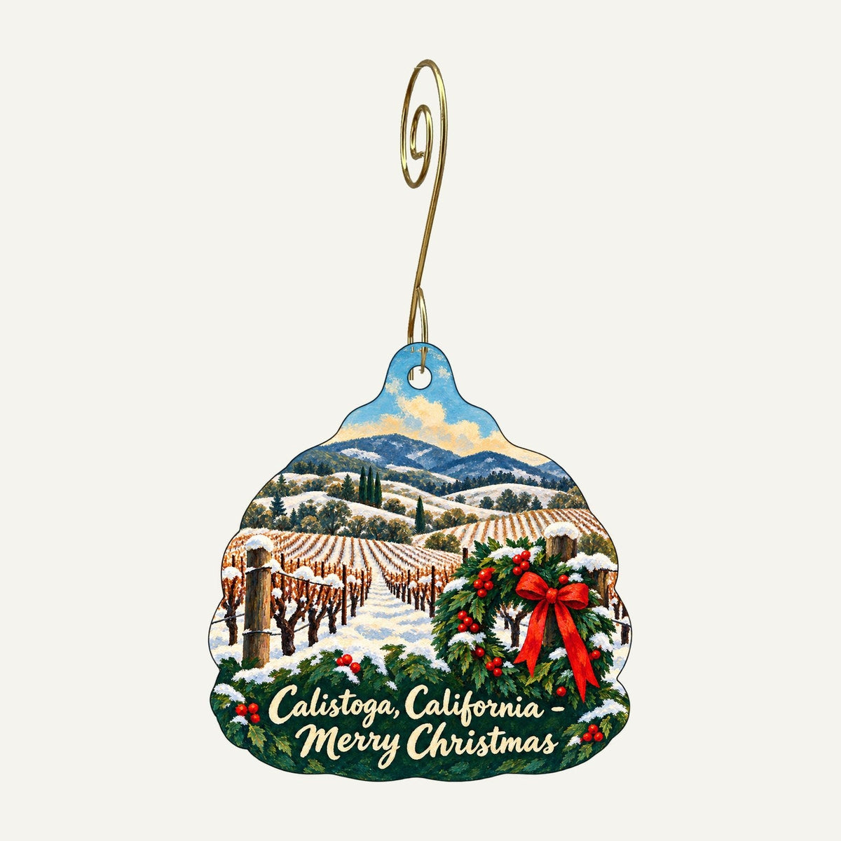 Mad Mod Shop Christmas custom wood ornament OC1245 hanging on hook