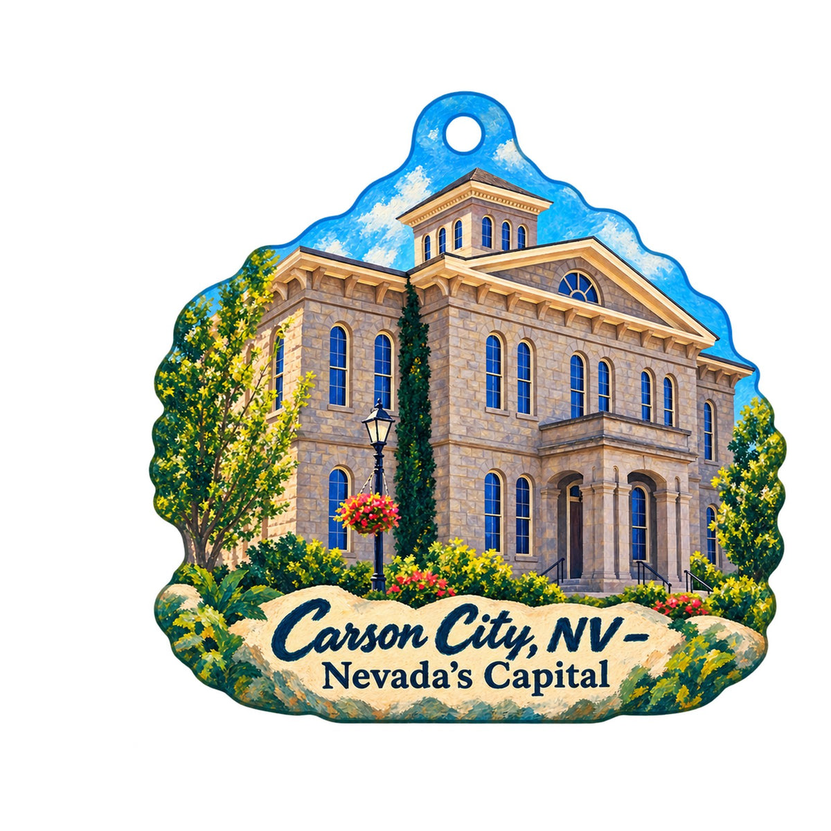 The Gifting Tree Town Icon custom wood ornament OC1249 on white