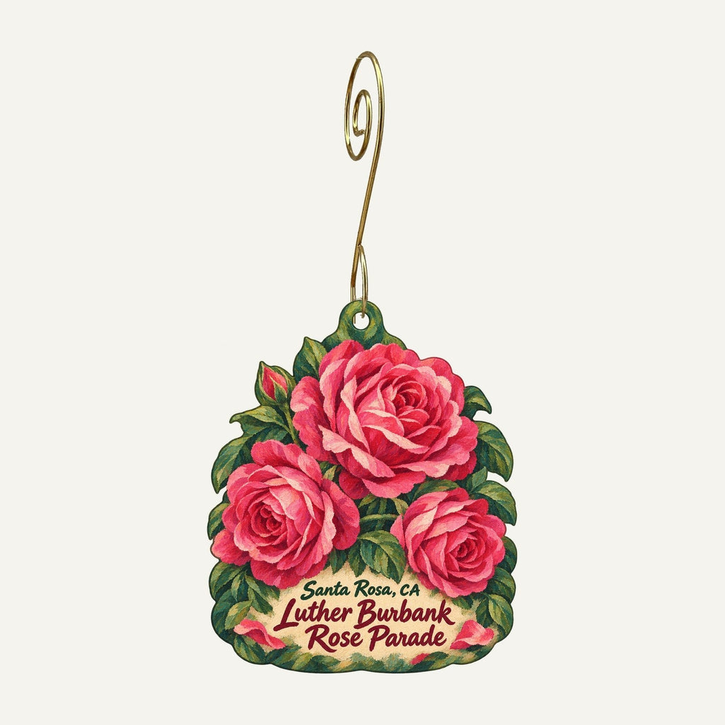Copperfield's Books Town Icon custom wood ornament OC124 hanging on hook