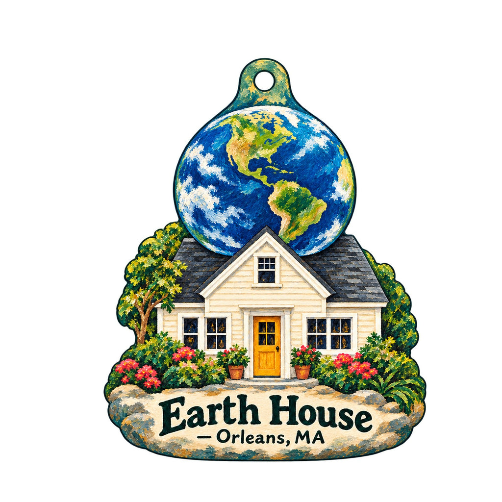 Earth House Logo custom wood ornament OC1250 on white