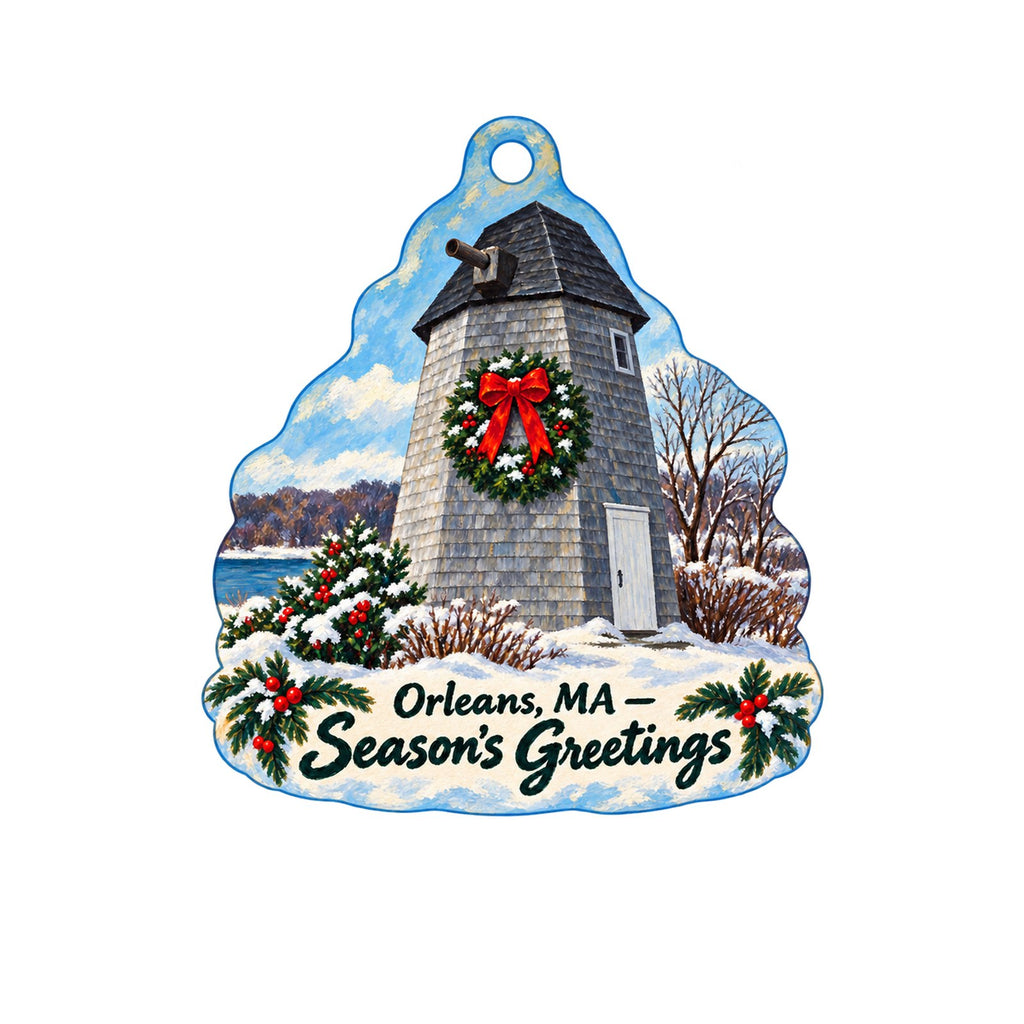 Earth House Christmas custom wood ornament OC1251 on white