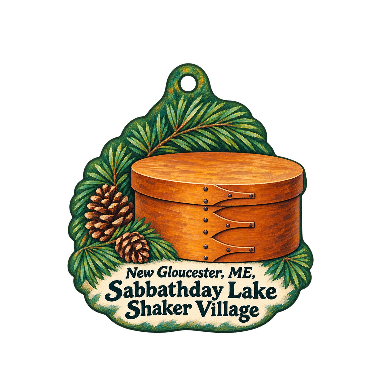 Pineland Farms Town Icon custom wood ornament OC1255 on white