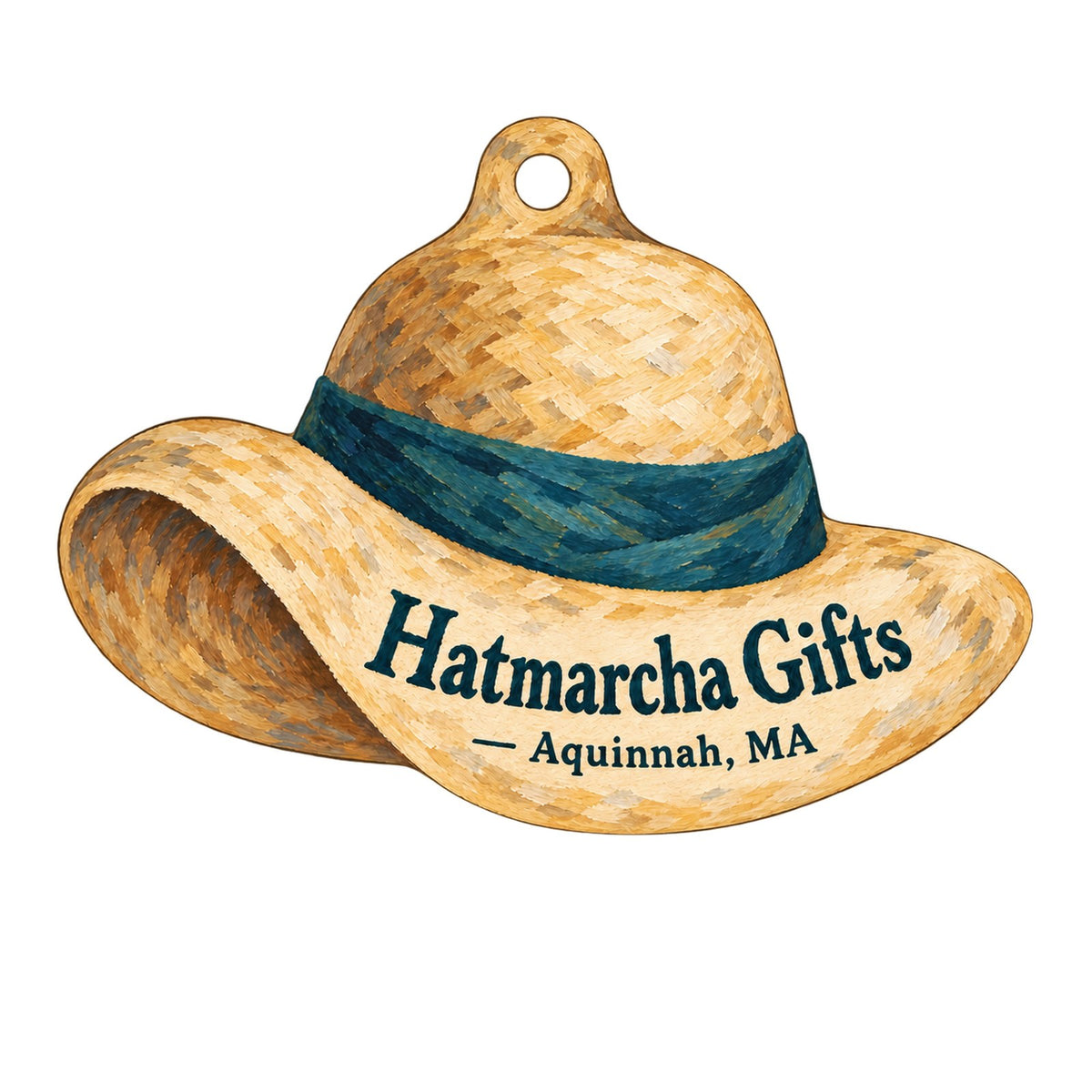 Hatmarcha Gifts Logo custom wood ornament OC1256 on white