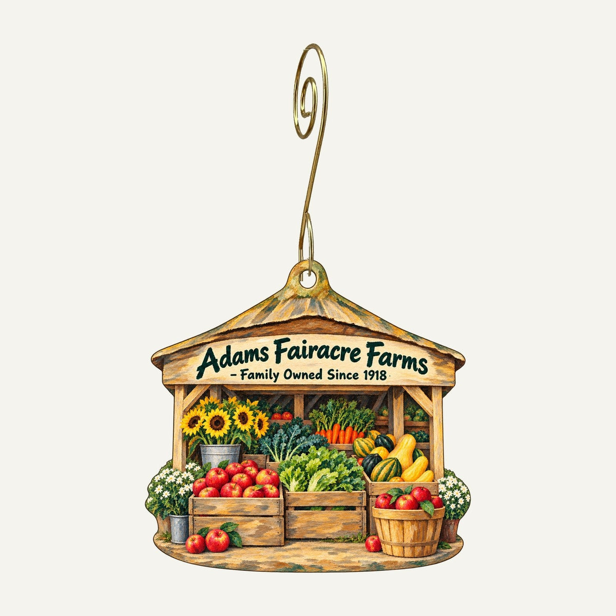 Adams Fairacre Farms Logo custom wood ornament OC1259 hanging on hook