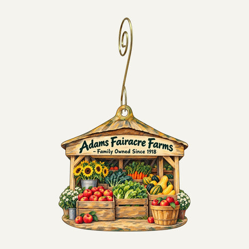 Adams Fairacre Farms Logo custom wood ornament OC1259 hanging on hook