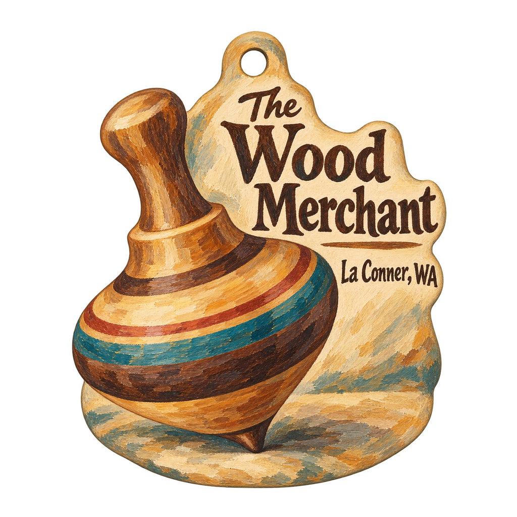 The Wood Merchant Logo custom wood ornament OC125 on white