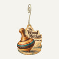 The Wood Merchant Logo custom wood ornament OC125 hanging on hook