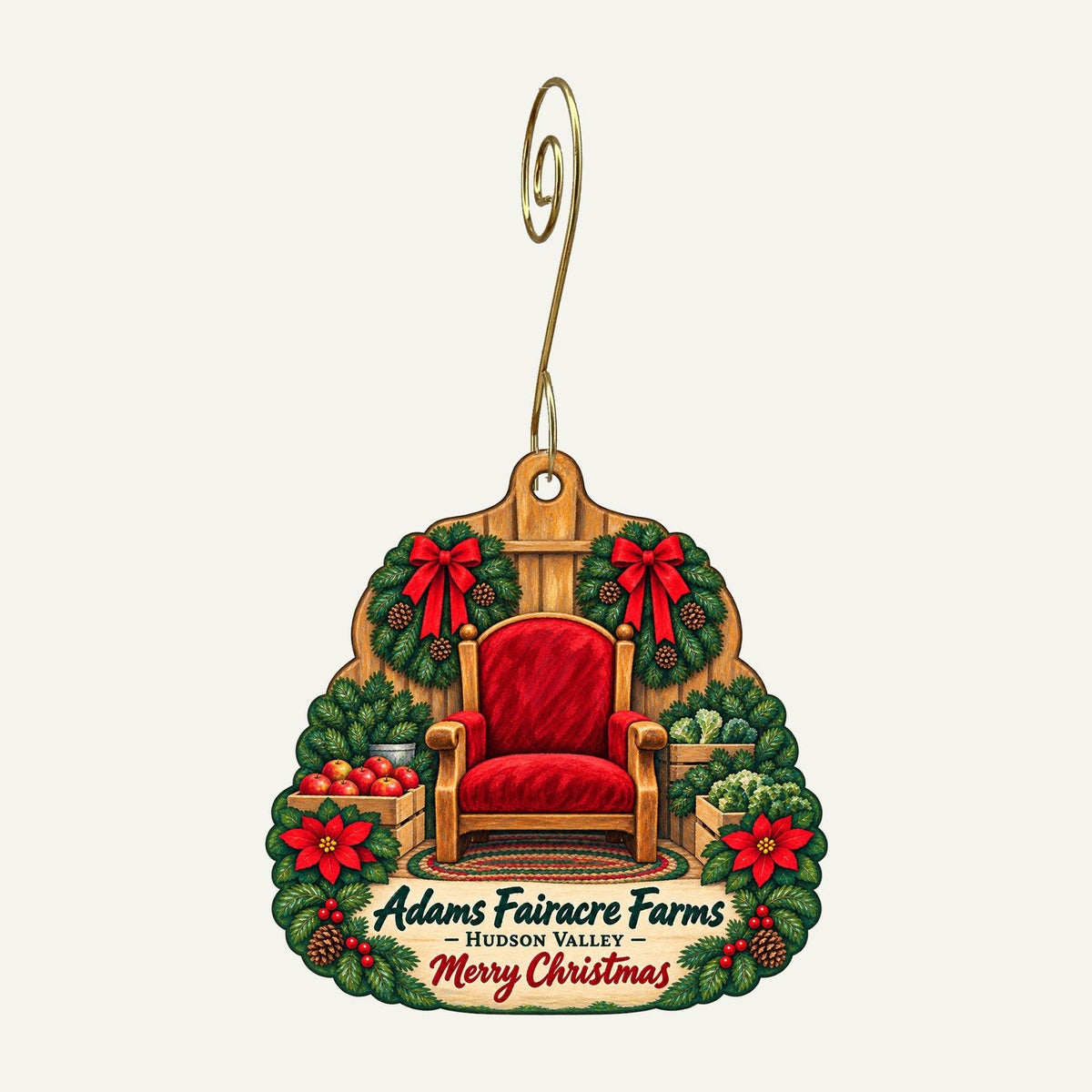 Adams Fairacre Farms Christmas custom wood ornament OC1260 hanging on hook