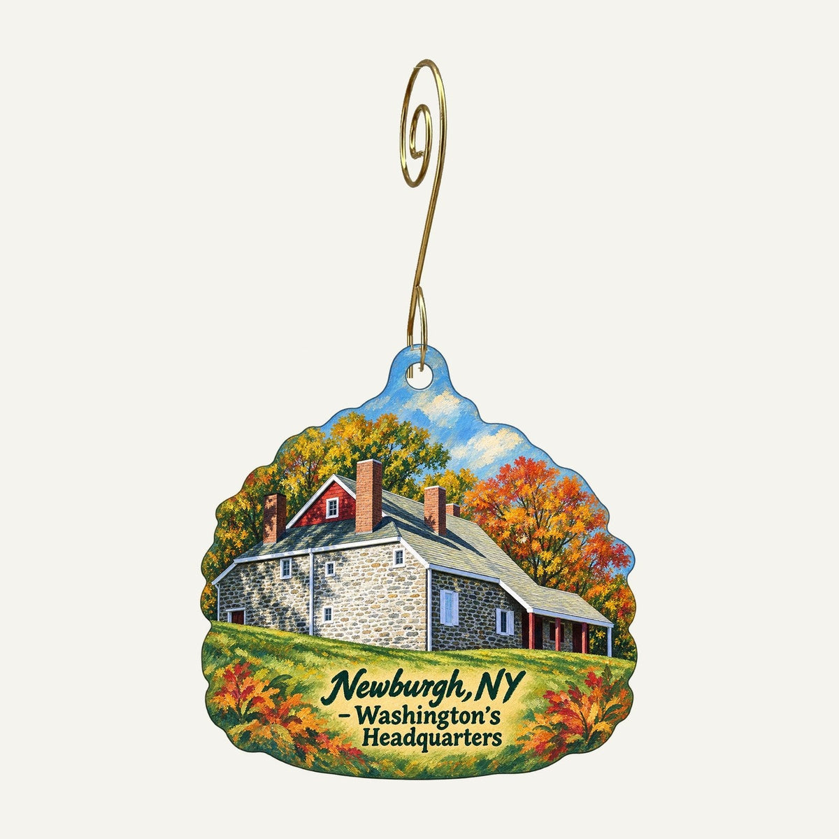 Adams Fairacre Farms Town Icon custom wood ornament OC1261 hanging on hook