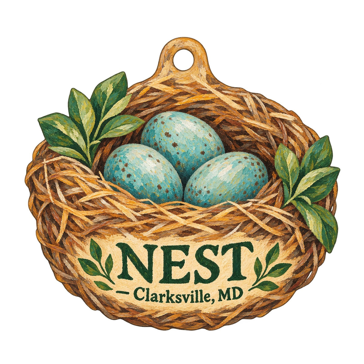 Nest Logo custom wood ornament OC1262 on white