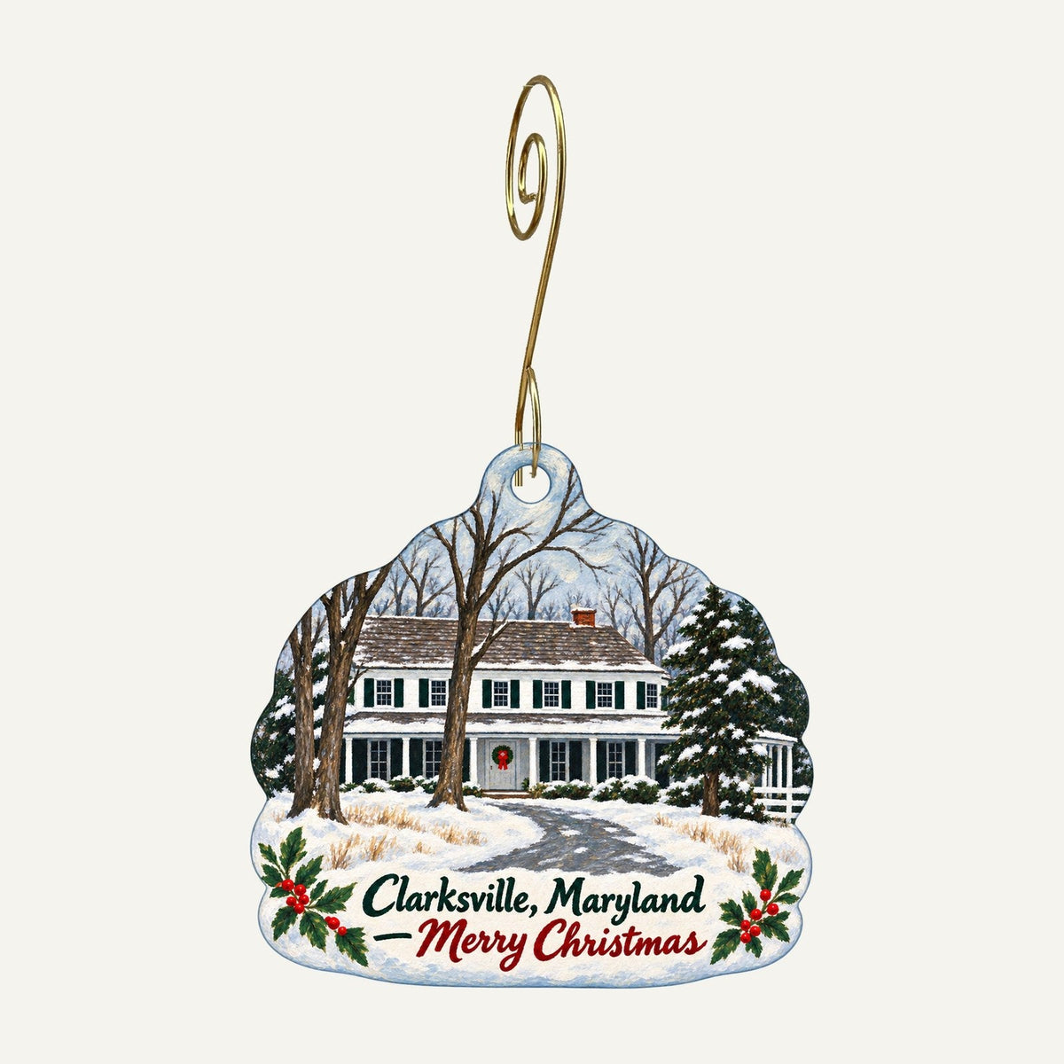 Nest Christmas custom wood ornament OC1263 hanging on hook