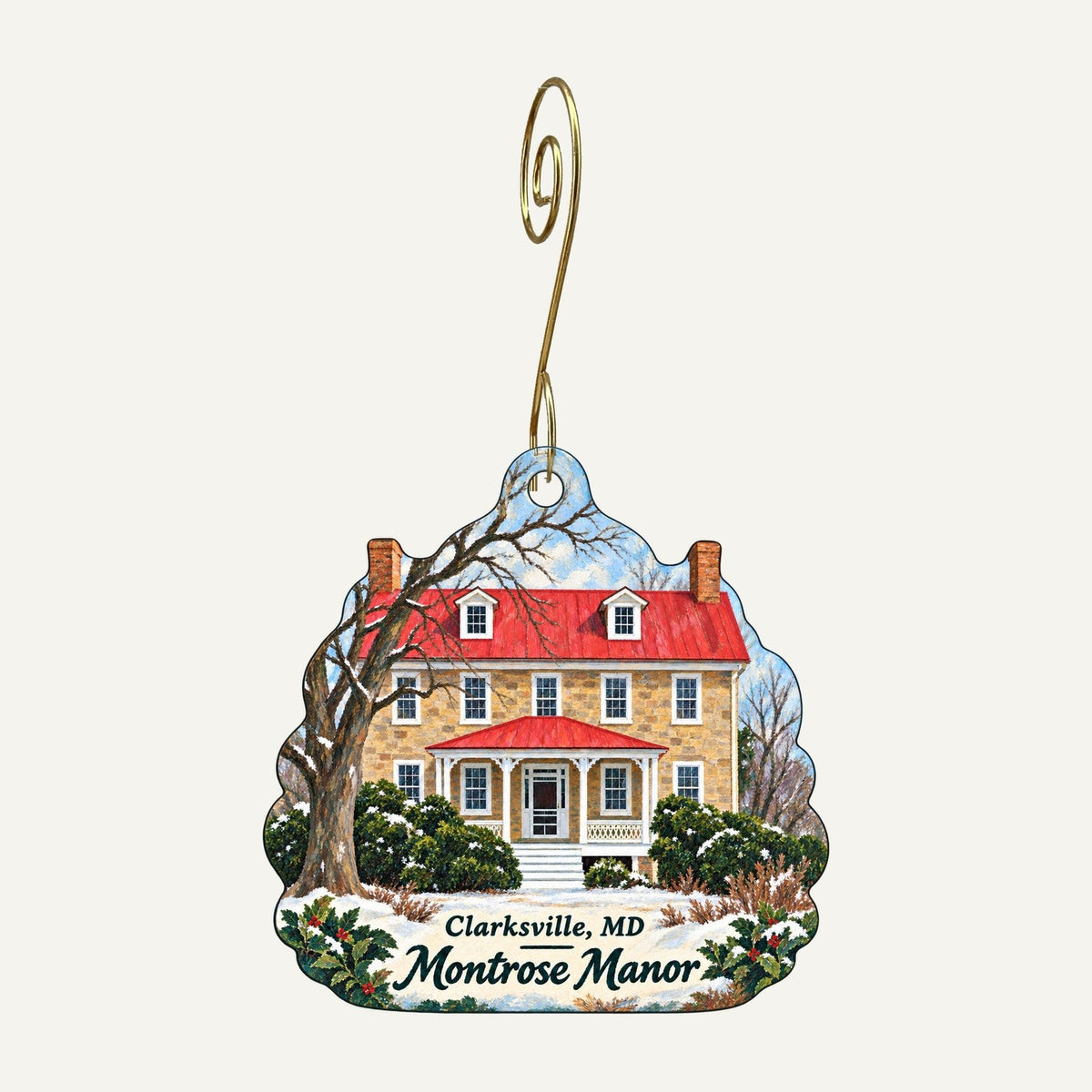 Nest Town Icon custom wood ornament OC1264 hanging on hook