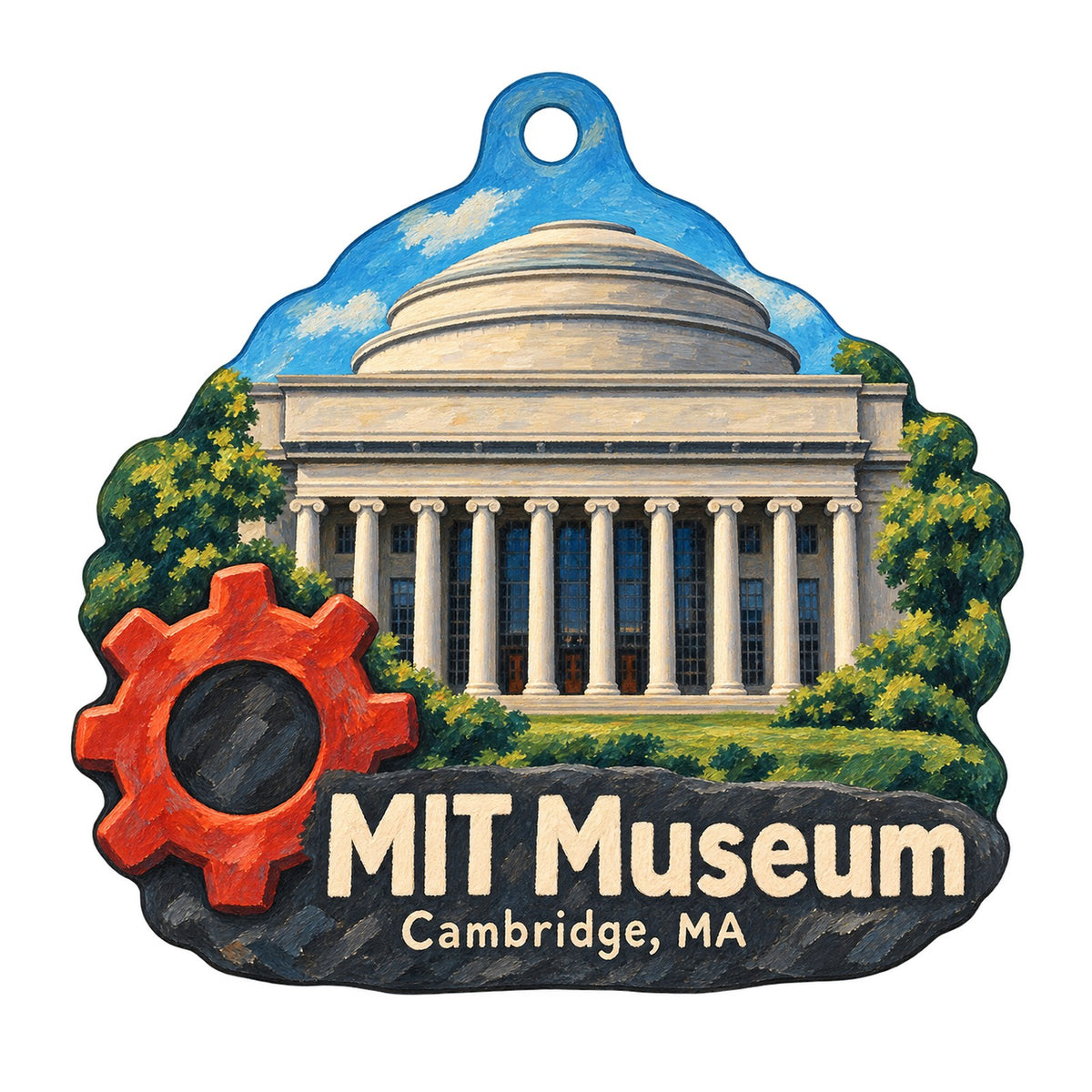 MIT Museum Store Logo custom wood ornament OC1268 on white