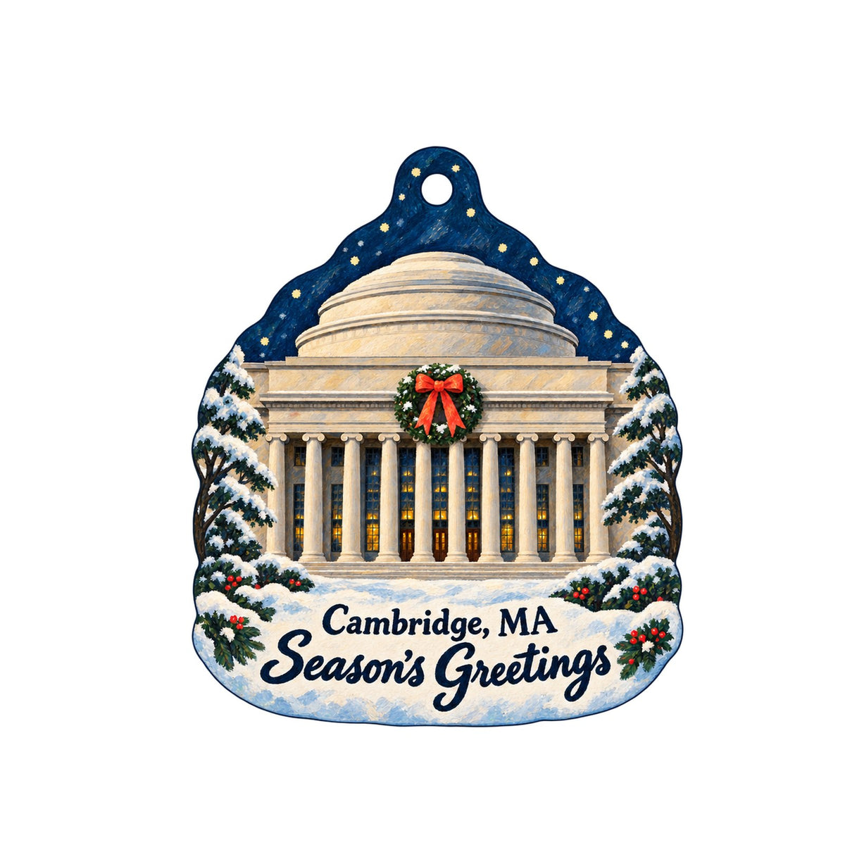 MIT Museum Store Christmas custom wood ornament OC1269 on white