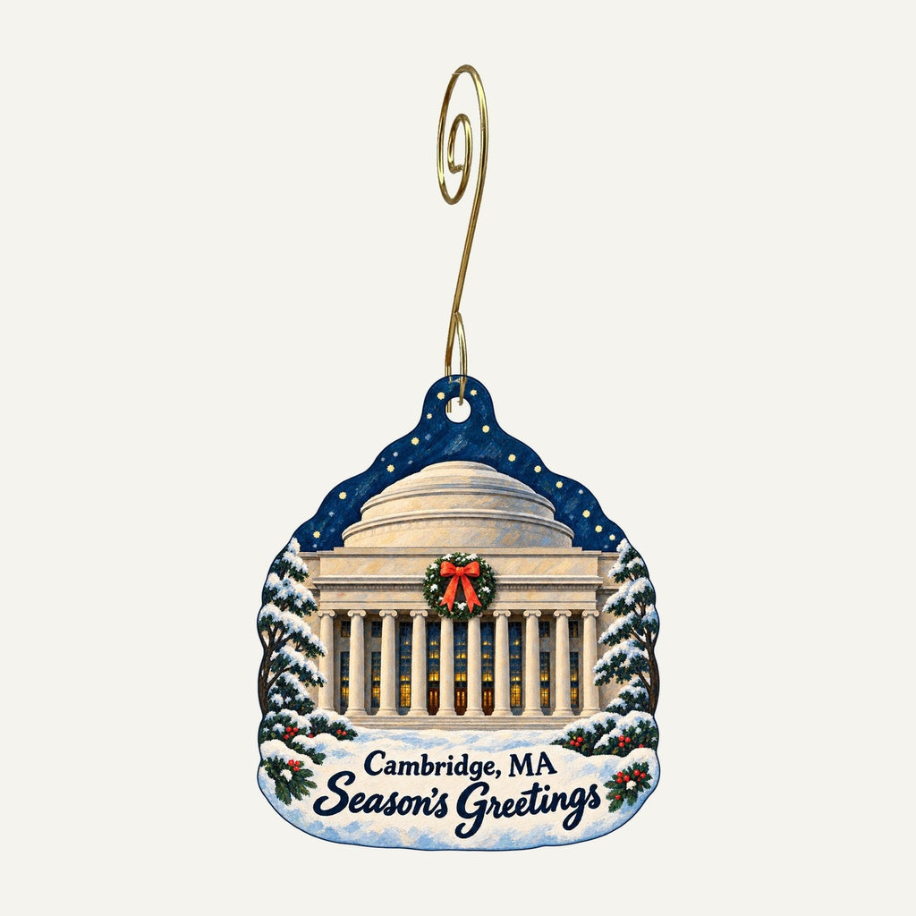 MIT Museum Store Christmas custom wood ornament OC1269 hanging on hook