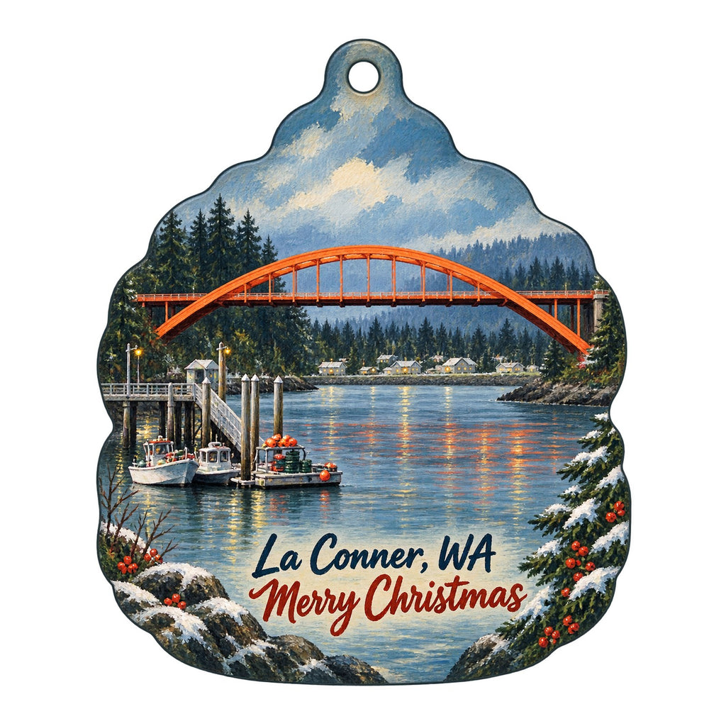 The Wood Merchant Christmas custom wood ornament OC126 on white