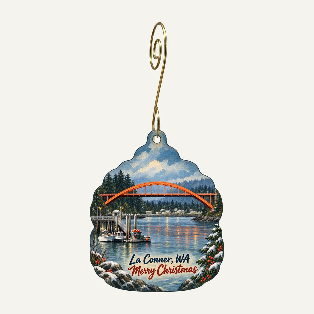 The Wood Merchant Christmas custom wood ornament OC126 hanging on hook