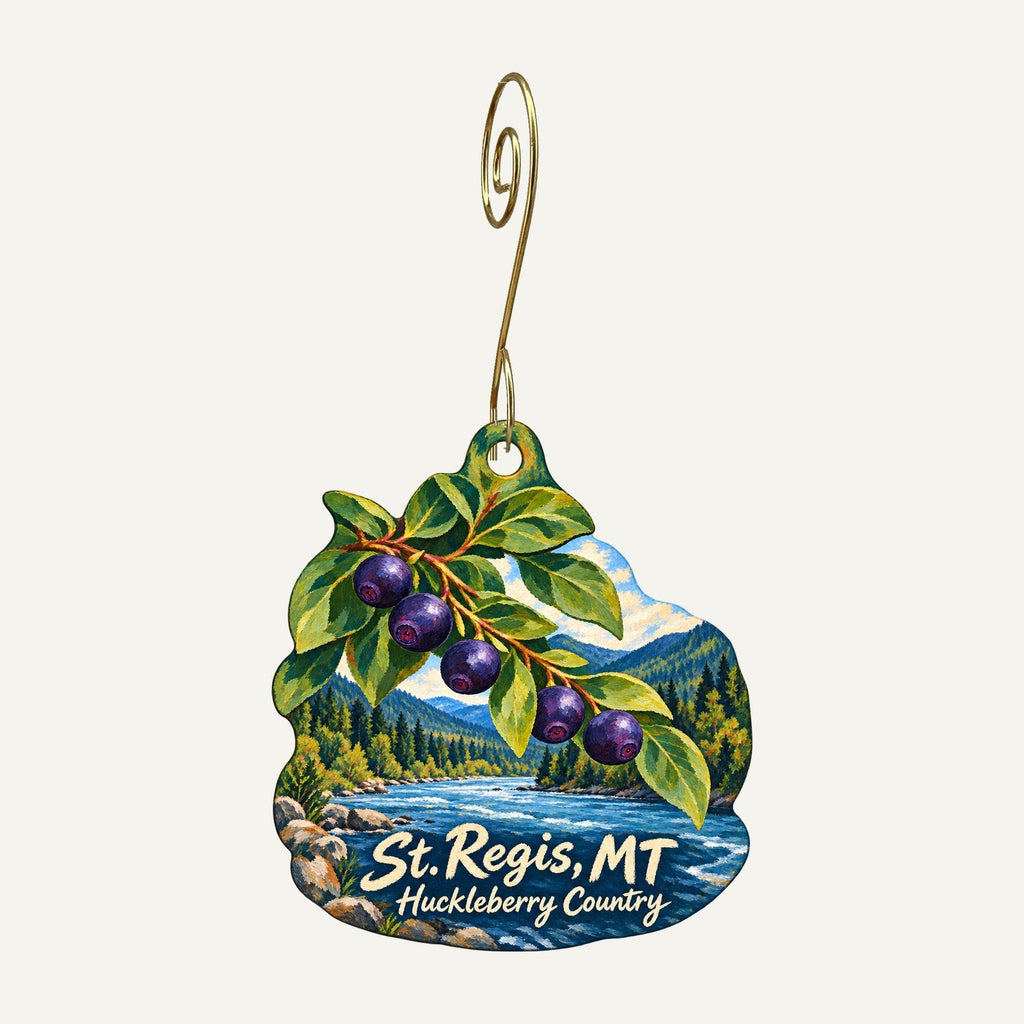 Huckleberry Patch Town Icon custom wood ornament OC1273 hanging on hook