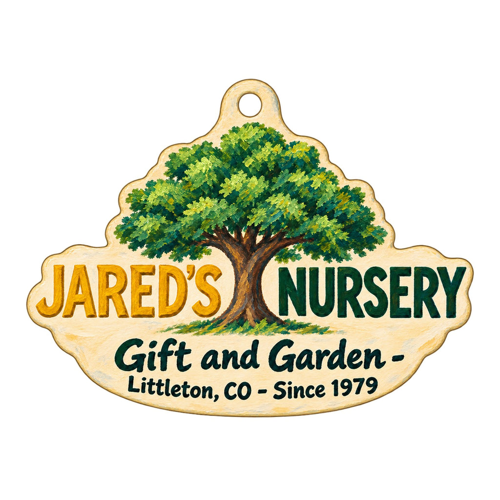 Jared's Nursery Gift and Garden Logo custom wood ornament OC1274 on white
