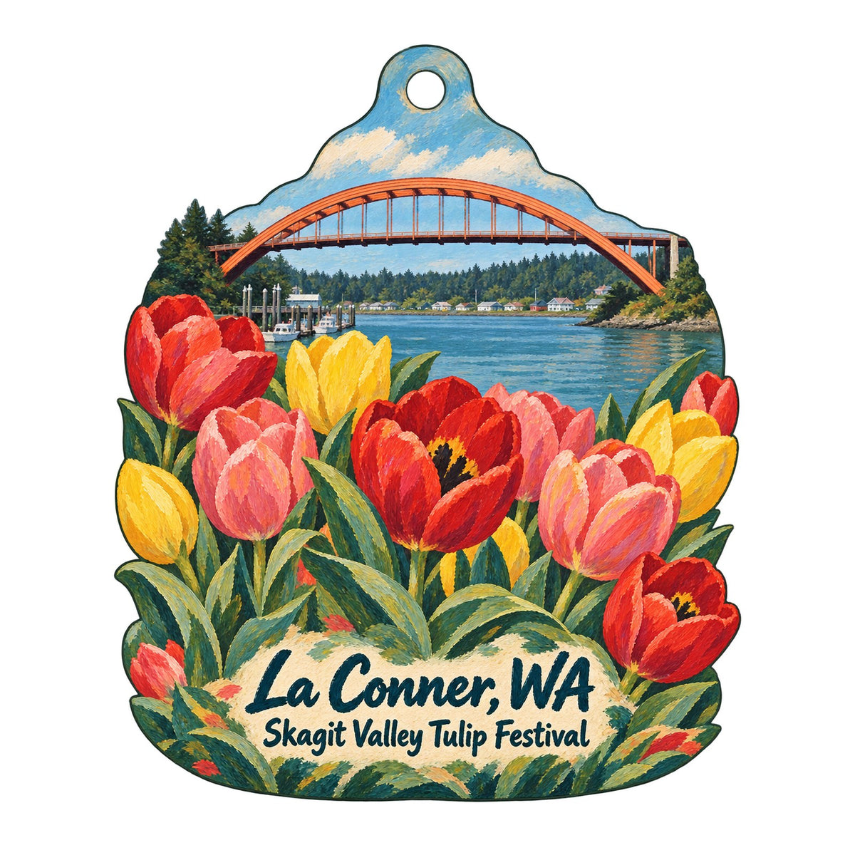 The Wood Merchant Town Icon custom wood ornament OC127 on white
