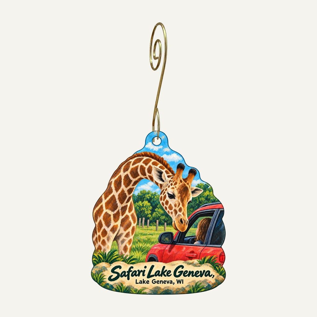 Safari Lake Geneva Logo custom wood ornament OC1283 hanging on hook