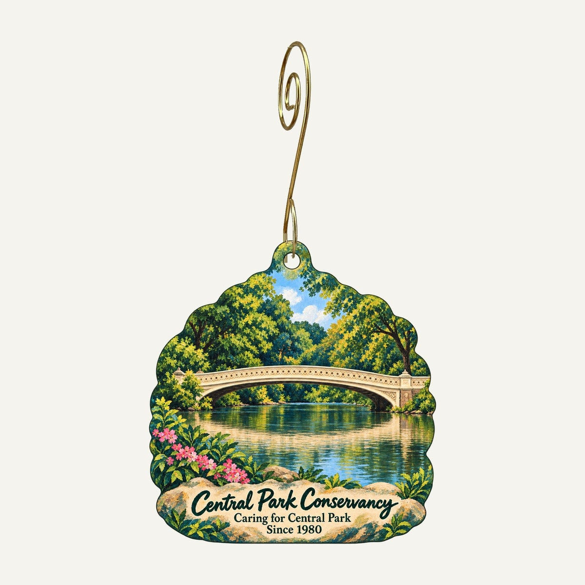 Central Park Conservancy Logo custom wood ornament OC1286 hanging on hook