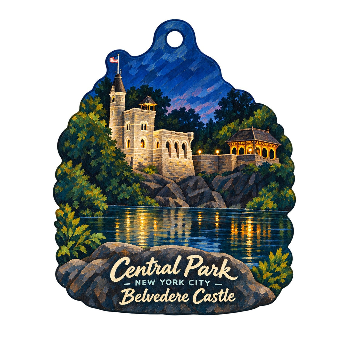 Central Park Conservancy Town Icon custom wood ornament OC1288 on white
