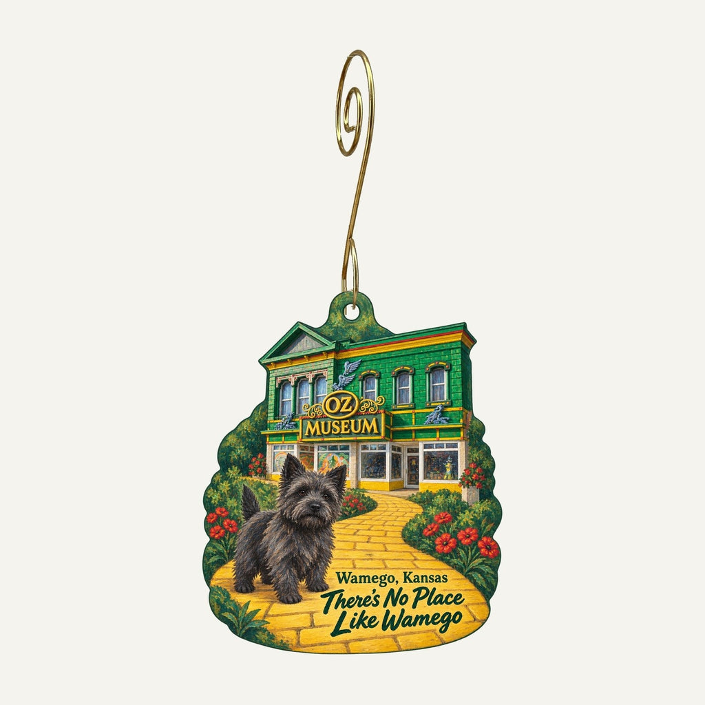 OZ Museum Logo custom wood ornament OC128 hanging on hook