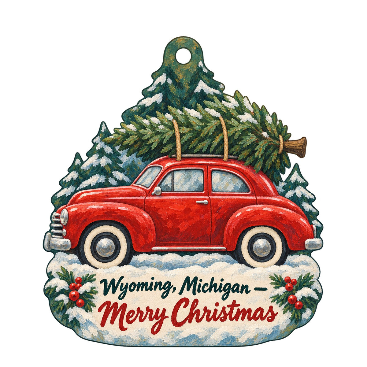 Rustic Corner Christmas custom wood ornament OC1290 on white