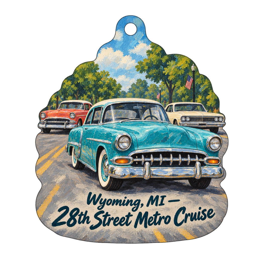 Rustic Corner Town Icon custom wood ornament OC1291 on white