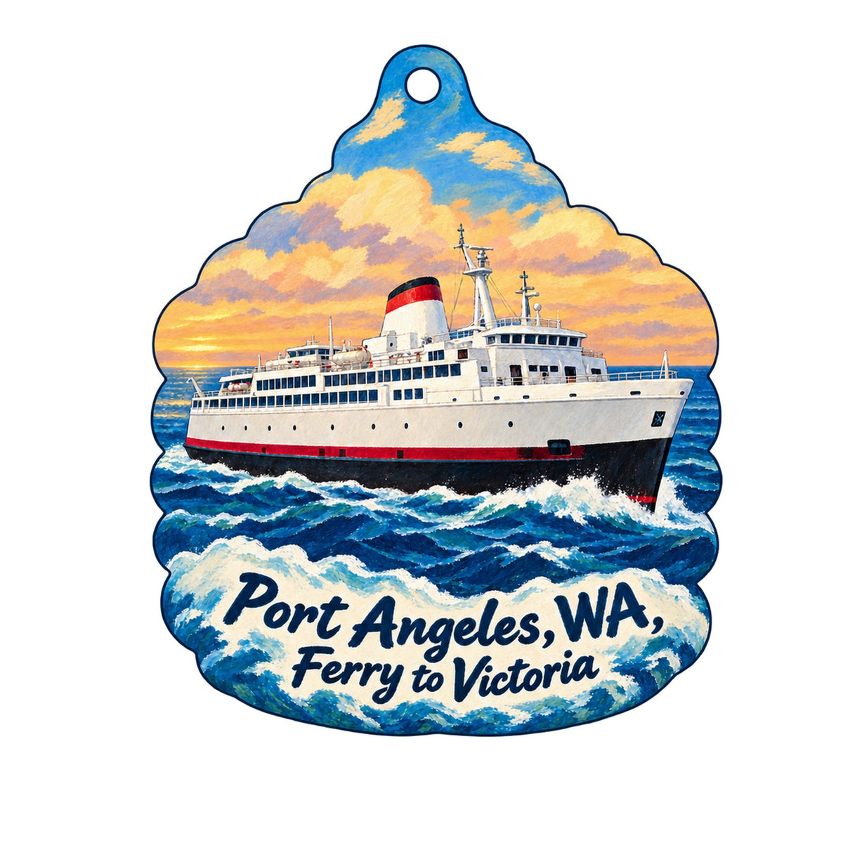 Port Book and News Town Icon custom wood ornament OC1294 on white