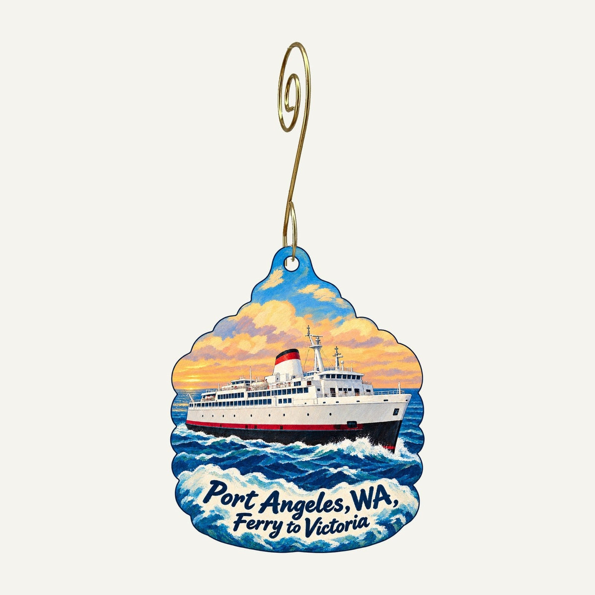 Port Book and News Town Icon custom wood ornament OC1294 hanging on hook