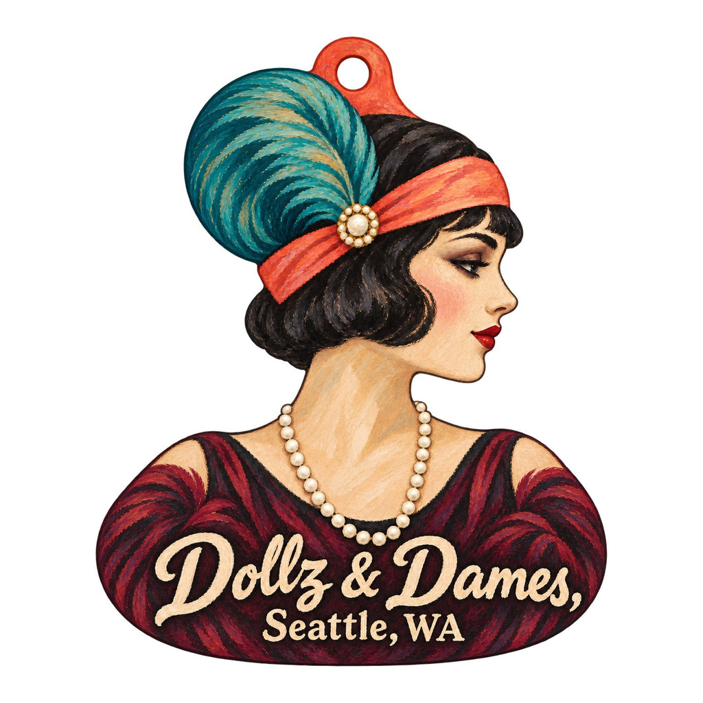 Dollz & Dames Logo custom wood ornament OC1295 on white