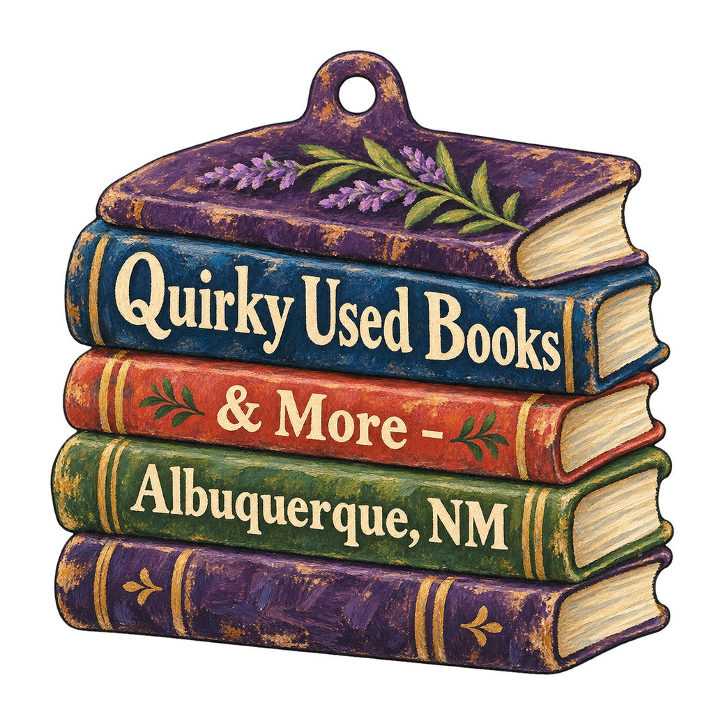 Quirky Used Books & More Logo custom wood ornament OC1301 on white