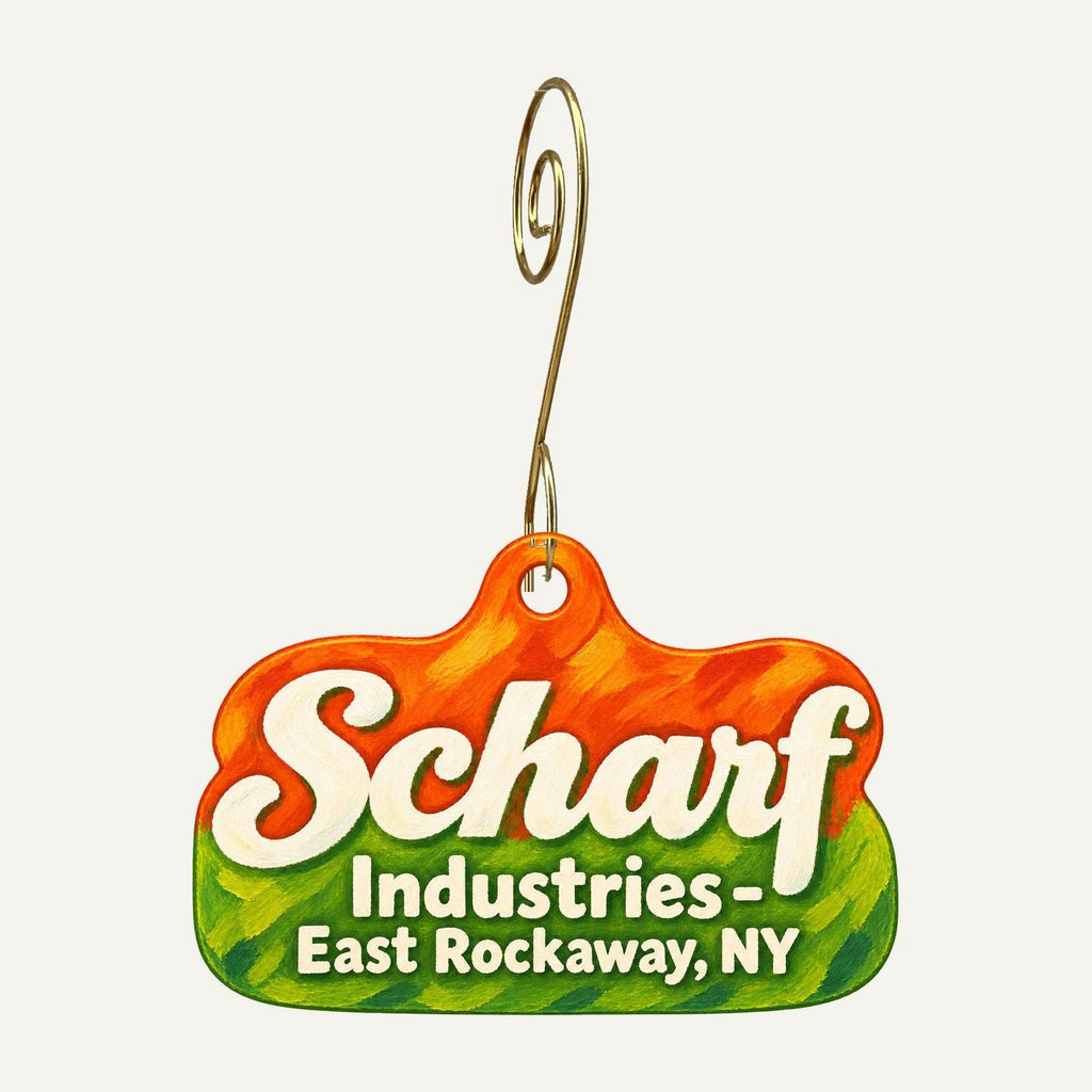 Scharf Industries LLC Logo custom wood ornament OC1304 hanging on hook