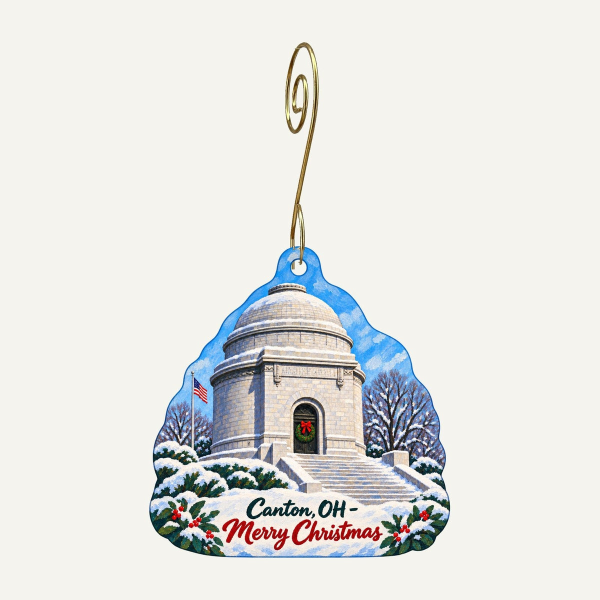 Fieldcrest Estate Ltd Christmas custom wood ornament OC1308 hanging on hook