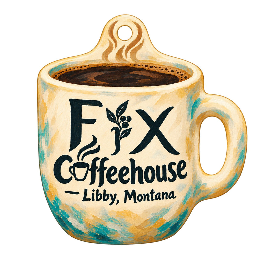 Fix Coffeehouse Logo custom wood ornament OC1313 on white