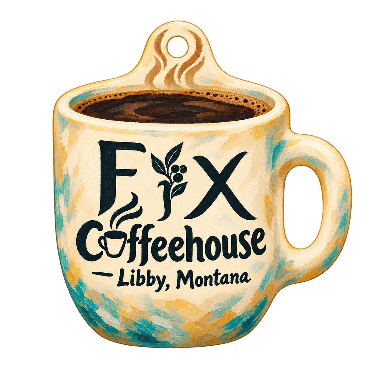Fix Coffeehouse Logo custom wood ornament OC1313 on white