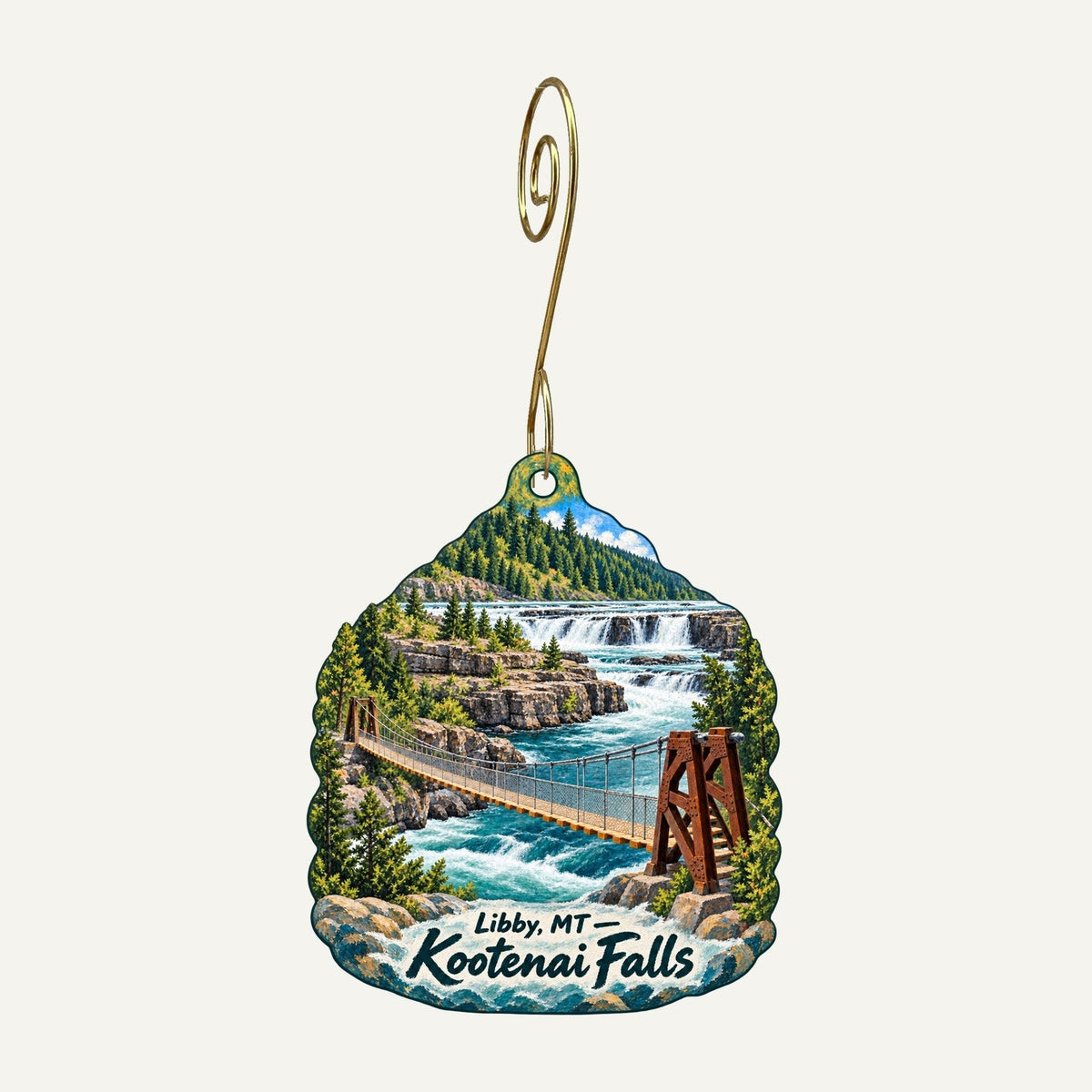 Fix Coffeehouse Town Icon custom wood ornament OC1315 hanging on hook