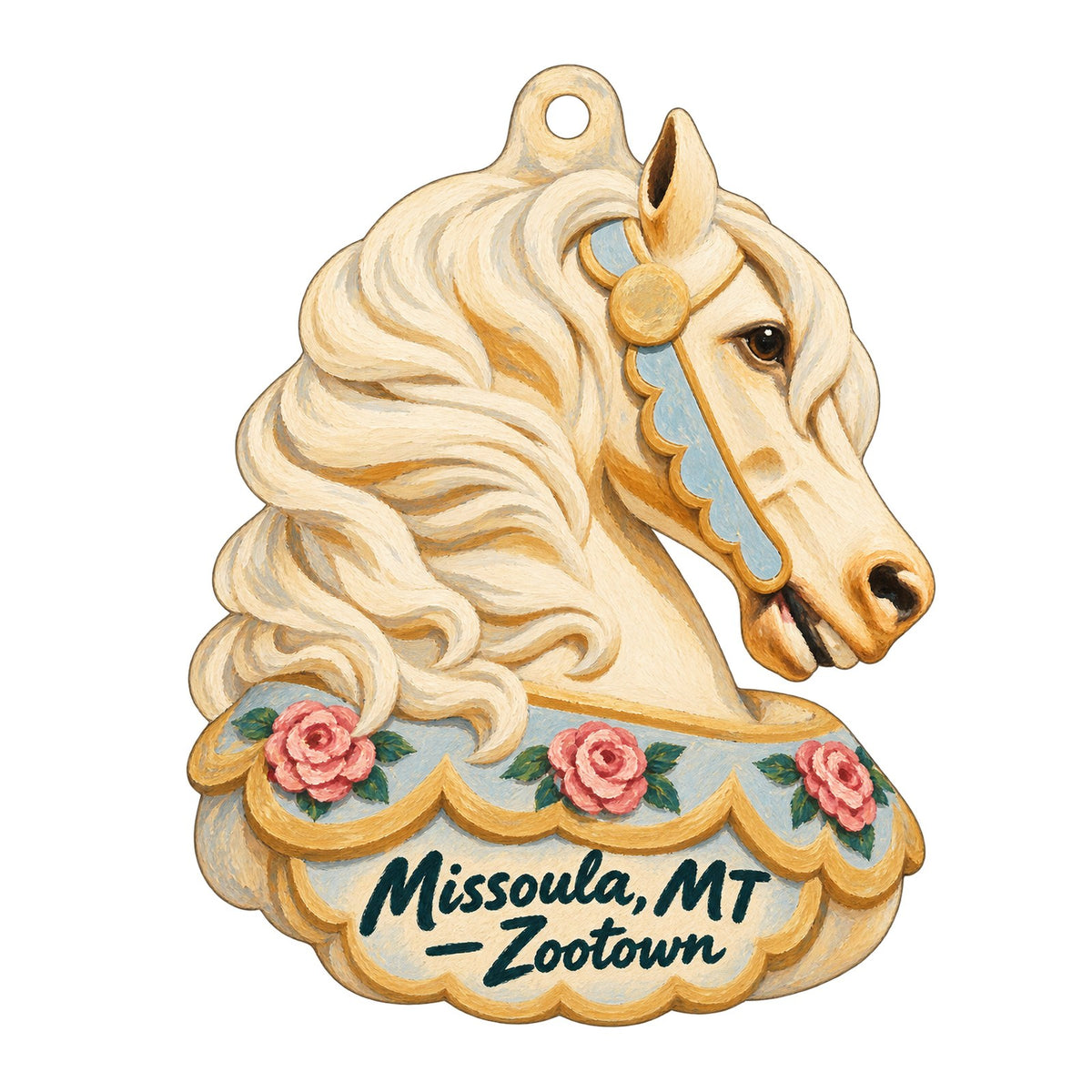 Missoula PaddleHeads Town Icon custom wood ornament OC1318 on white