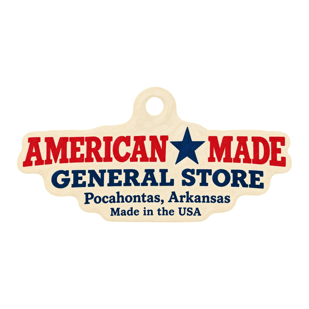 American Made General Store Logo custom wood ornament OC131 on white