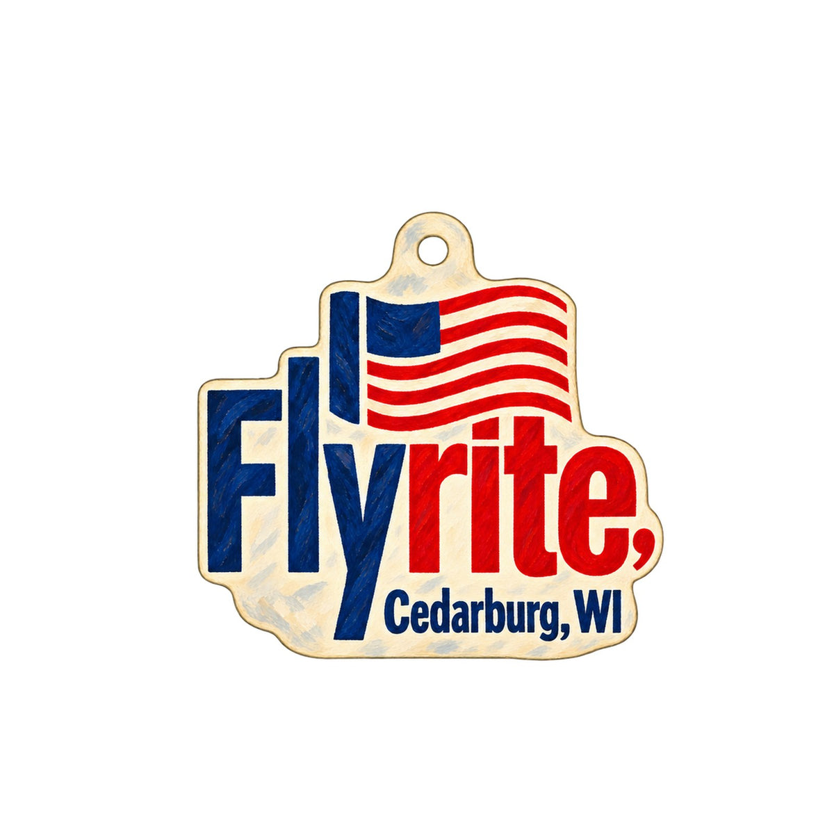 Flyrite Logo custom wood ornament OC1322 on white