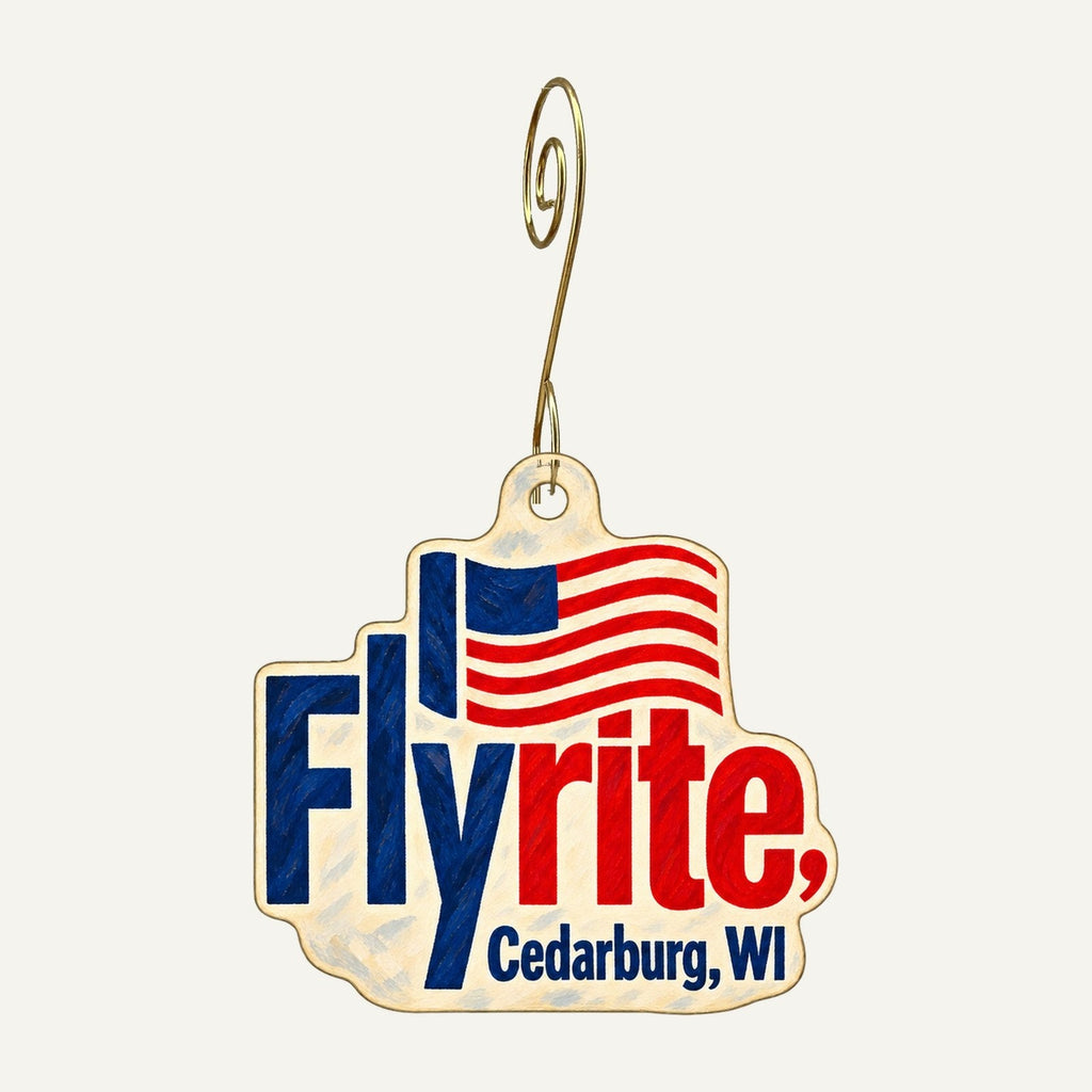 Flyrite Logo custom wood ornament OC1322 hanging on hook