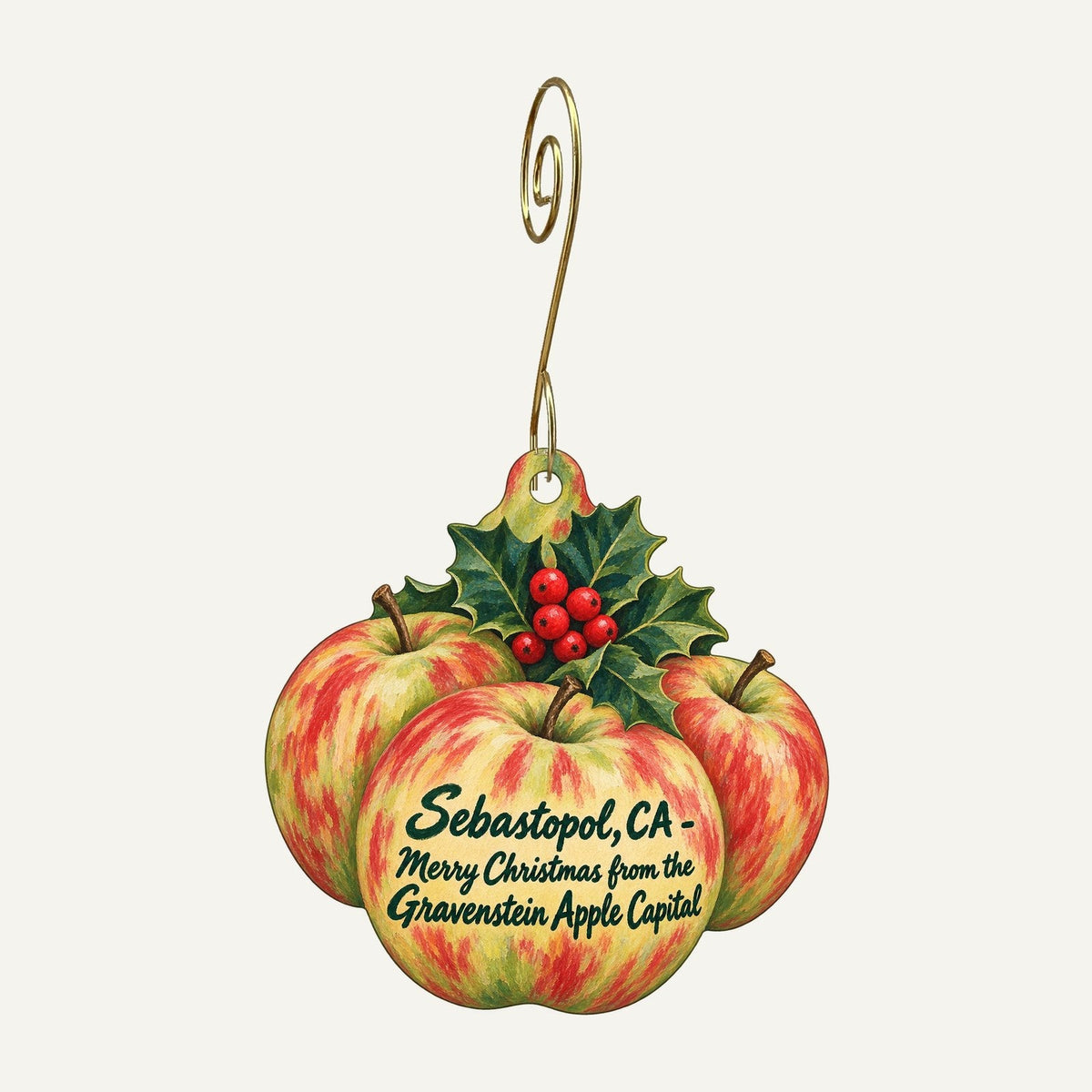 Milk & Honey Christmas custom wood ornament OC1329 hanging on hook