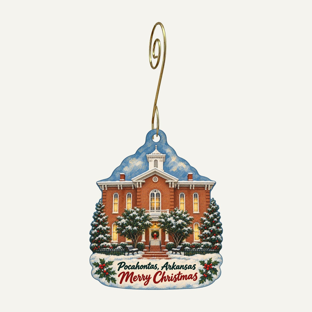 American Made General Store Christmas custom wood ornament OC132 hanging on hook