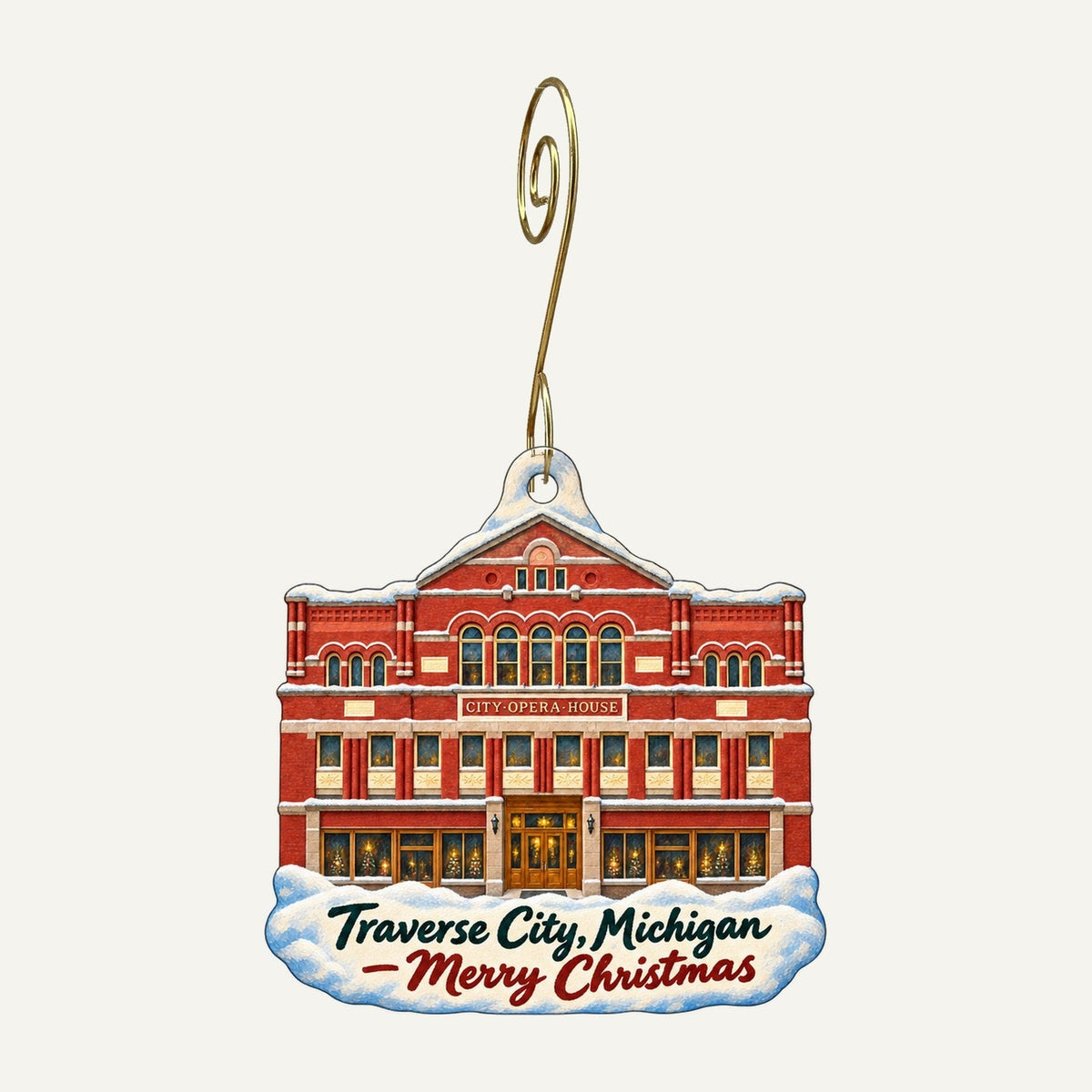 Nifty Things Christmas custom wood ornament OC1332 hanging on hook