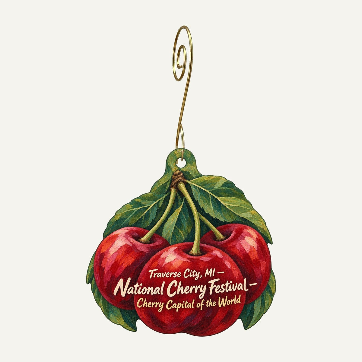 Nifty Things Town Icon custom wood ornament OC1333 hanging on hook