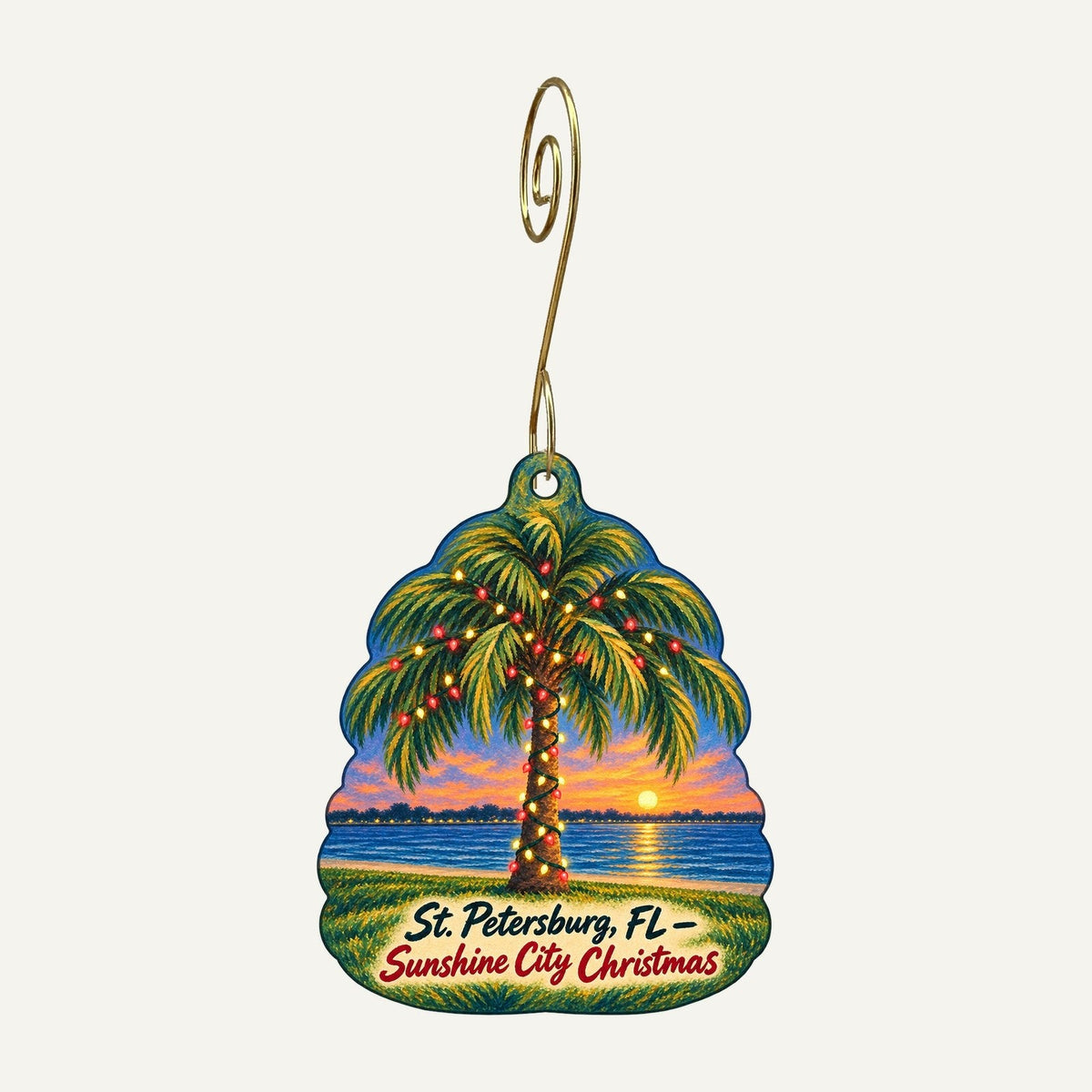 Shapiro's Gallery Christmas custom wood ornament OC1335 hanging on hook