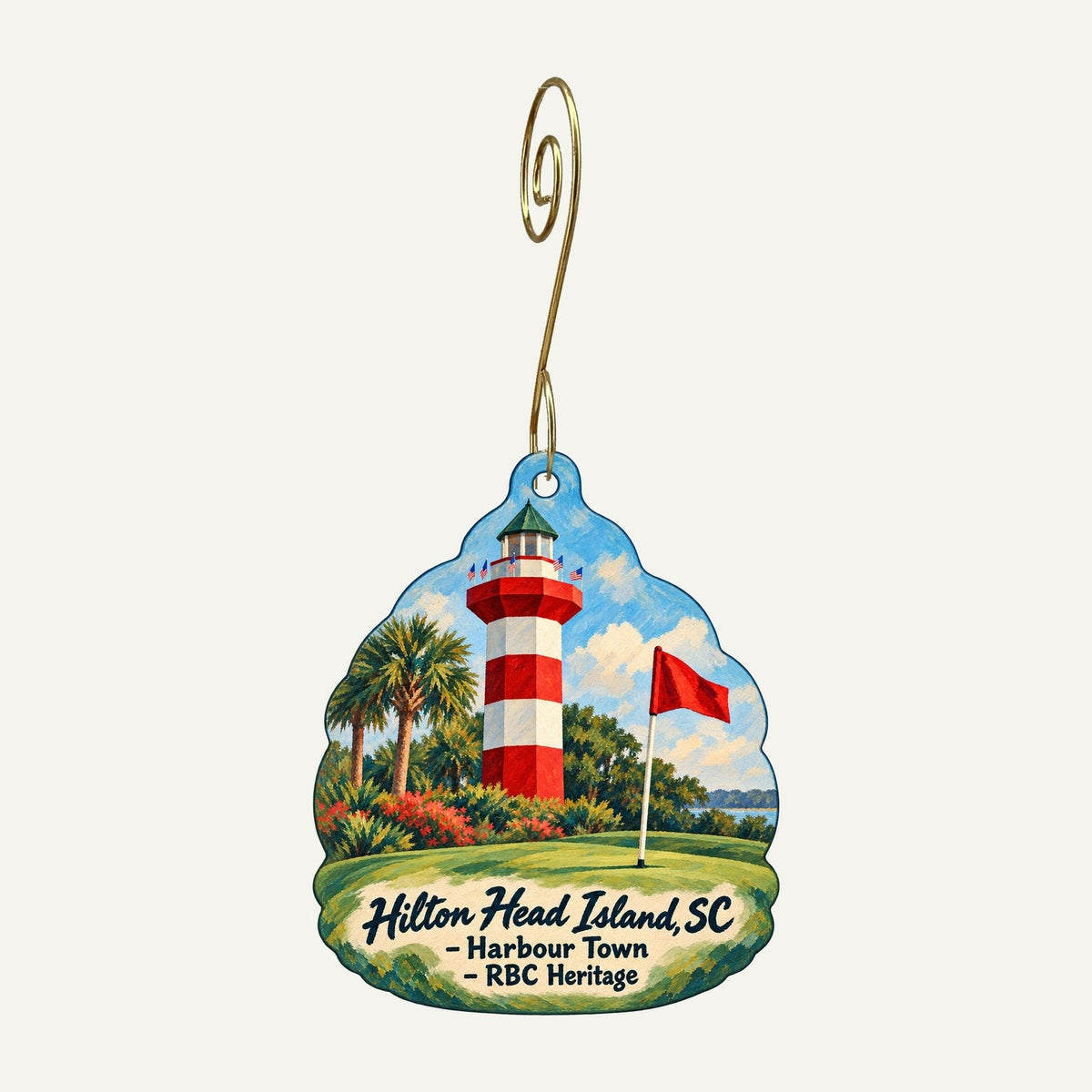 Artware Town Icon custom wood ornament OC1339 hanging on hook