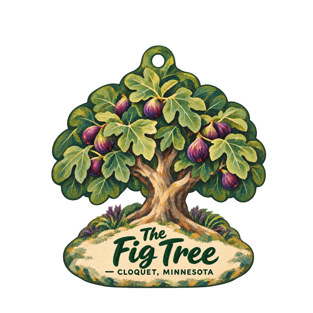 The Fig Tree Logo custom wood ornament OC1340 on white